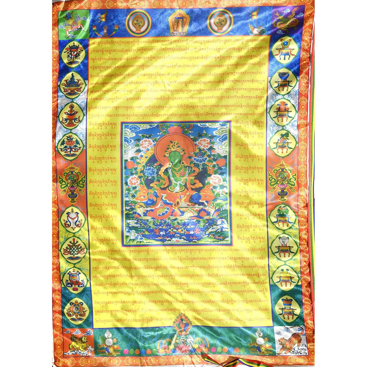 Banderas de Oración Tibetanas Mandala Crafts Tara Verde 94x71cm