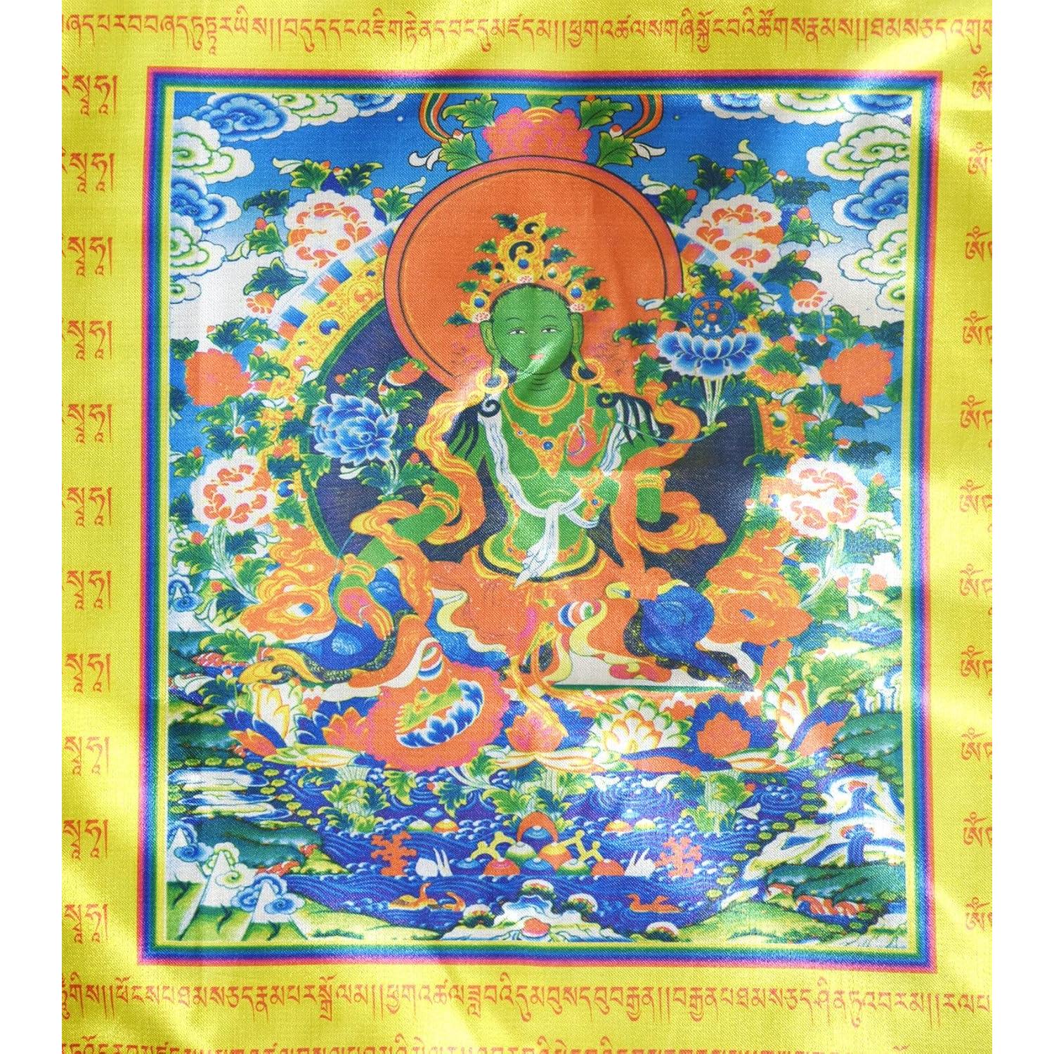 Banderas de Oración Tibetanas Mandala Crafts Tara Verde 94x71cm