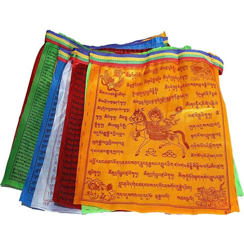Banderas de Oración Tibetanas KRISMYA - Paquete de 100 - 25.4x22.9cm