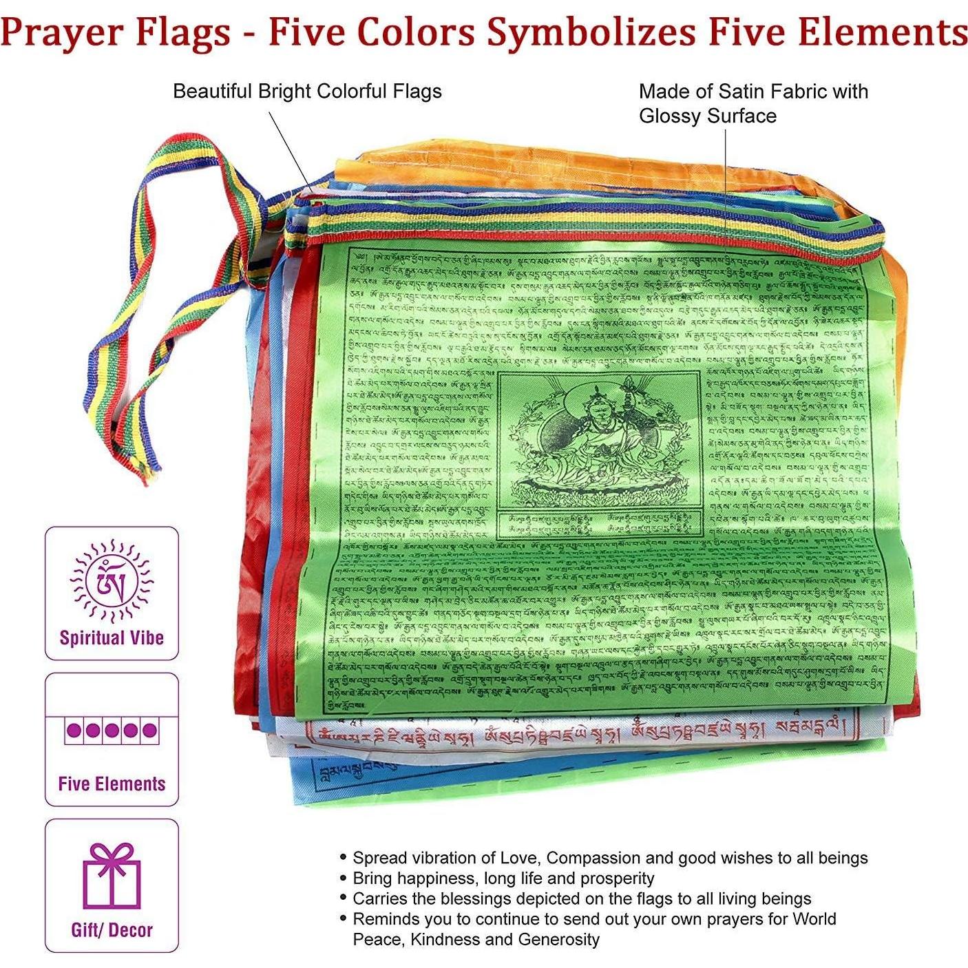 Banderas de Oración Tibetanas KRISMYA - Paquete de 100 - 25.4x22.9cm