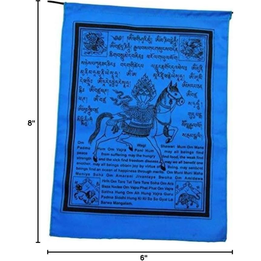 Bandera de Oración Caballo del Viento Manos de Tíbet 15x20 cm