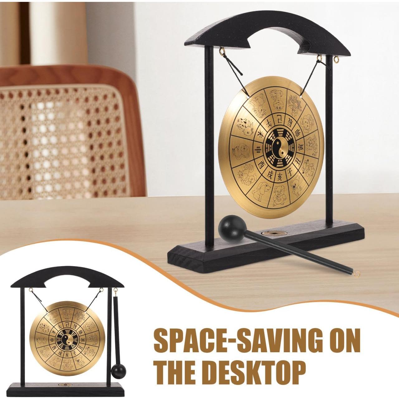 Gong Feng Shui de Bronce con Soporte y Mazo 18.5x20.5cm