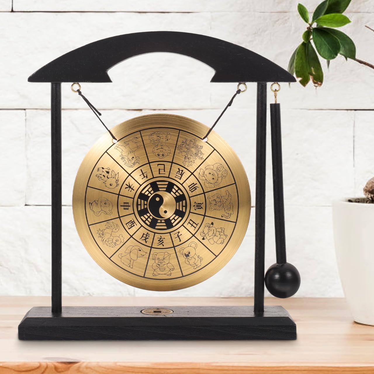 Gong Feng Shui de Bronce con Soporte y Mazo 18.5x20.5cm