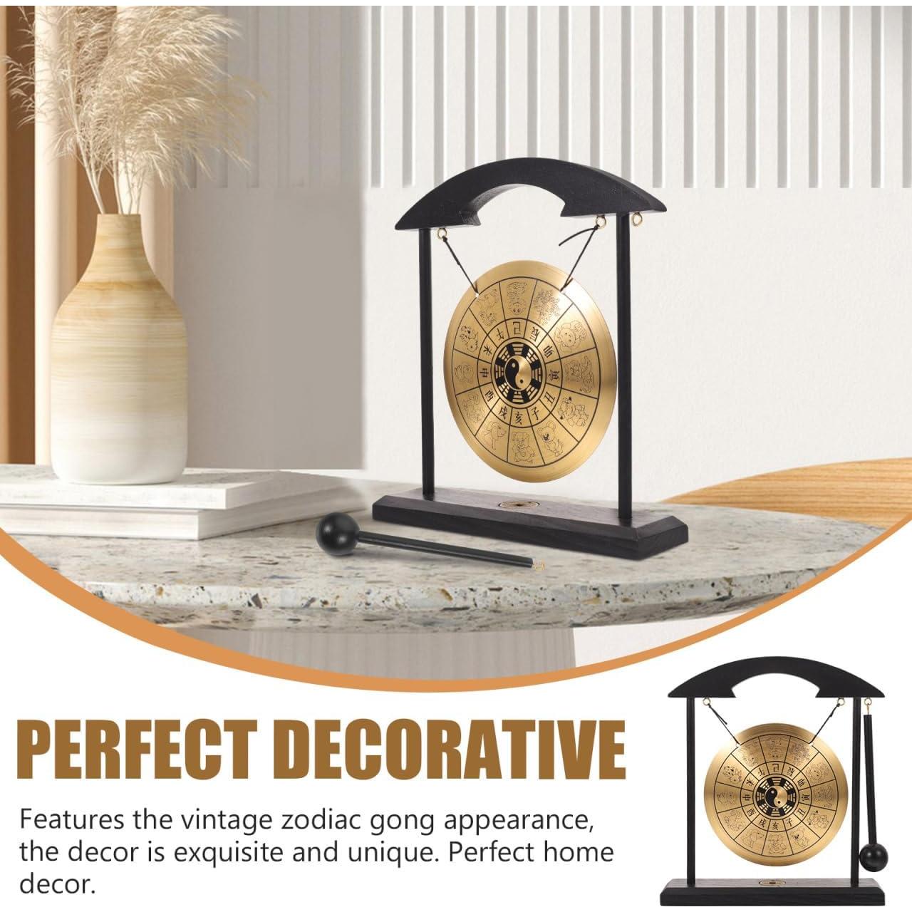 Gong Feng Shui de Bronce con Soporte y Mazo 18.5x20.5cm