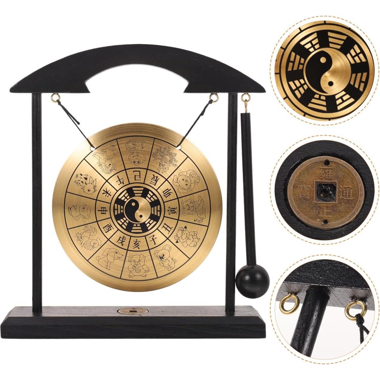 Gong Feng Shui de Bronce con Soporte y Mazo 18.5x20.5cm