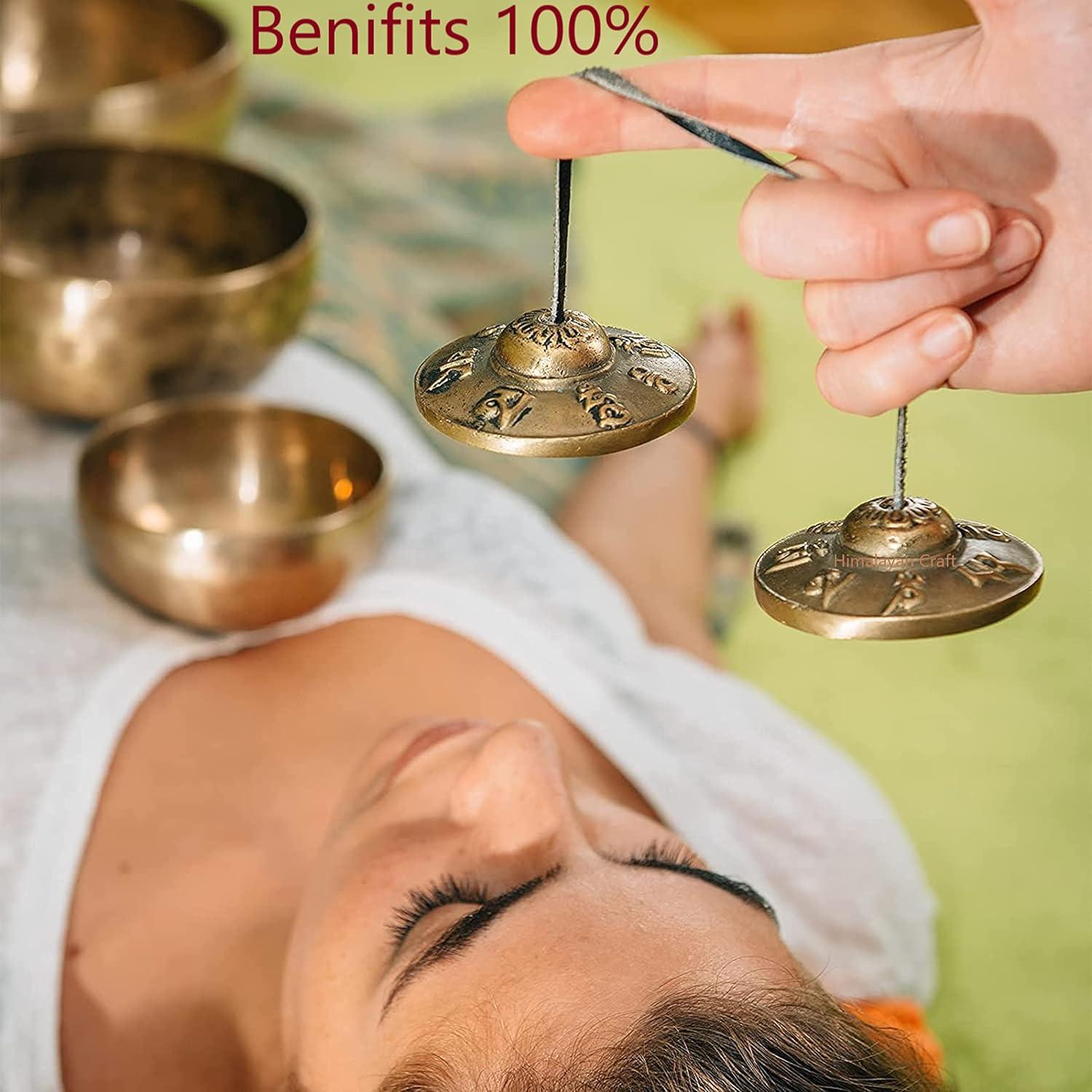 Campana Tingsha Budista QT Hecha a Mano 8.89cm Marrón