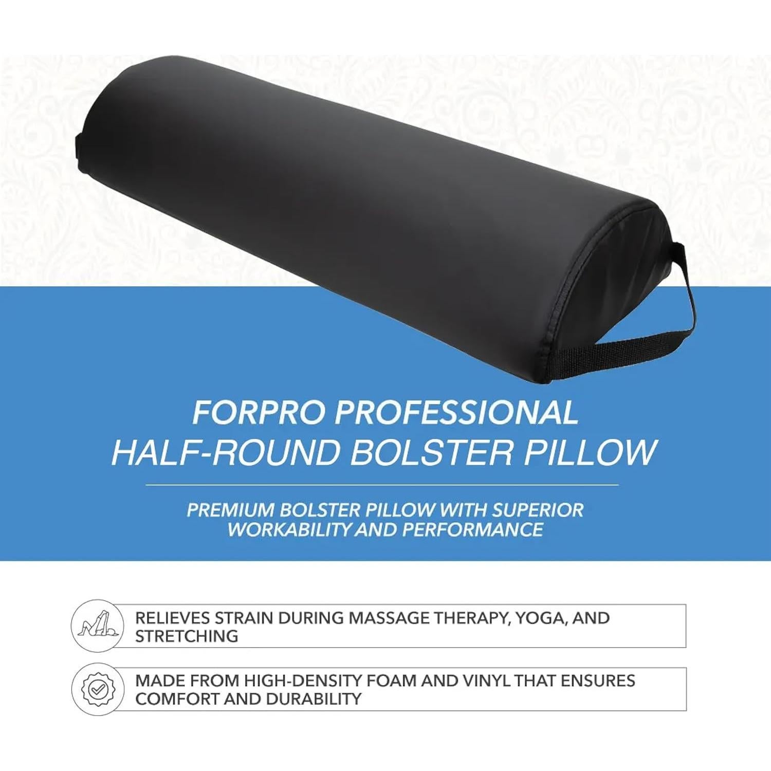 Almohada de Masaje Jumbo ForPro Negra 66x23 cm Resistente al Aceite