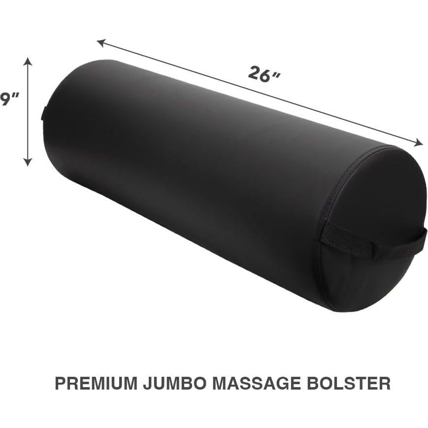 Almohada Bolster Jumbo ForPro Negra 23 cm R x 66 cm L para Yoga