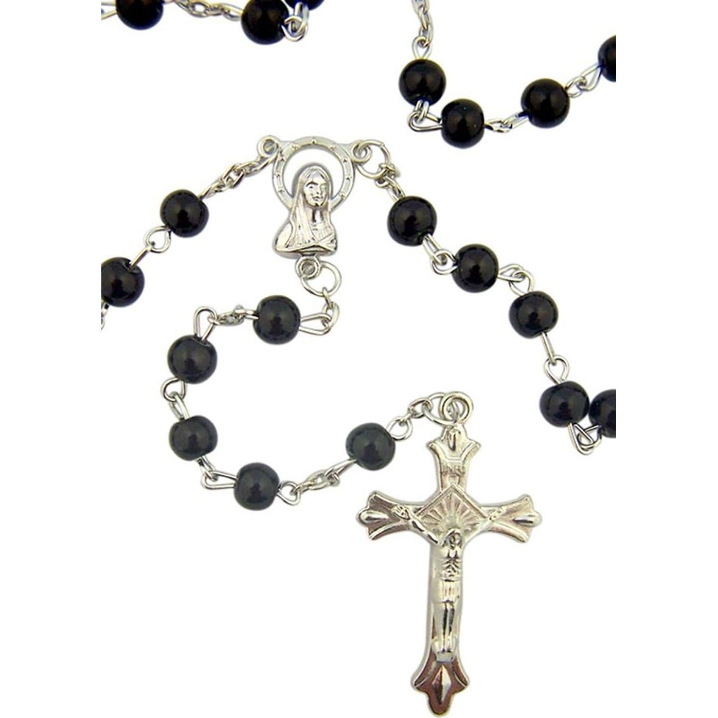 Rosario de cuentas de vidrio negro Autom 6 mm para hombres