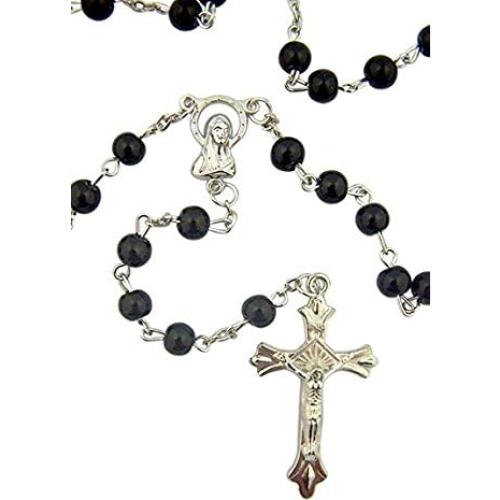 Rosario de cuentas de vidrio negro Autom 6 mm para hombres