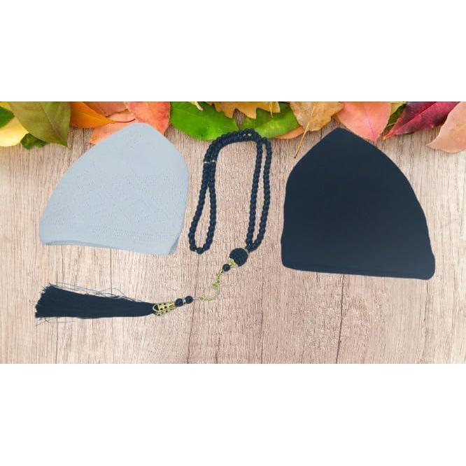 Gorra Kufi Algodón Namaz Unisex + Tasbih 100 Cuentas