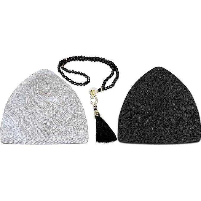 Gorra Kufi Algodón Namaz Unisex + Tasbih 100 Cuentas