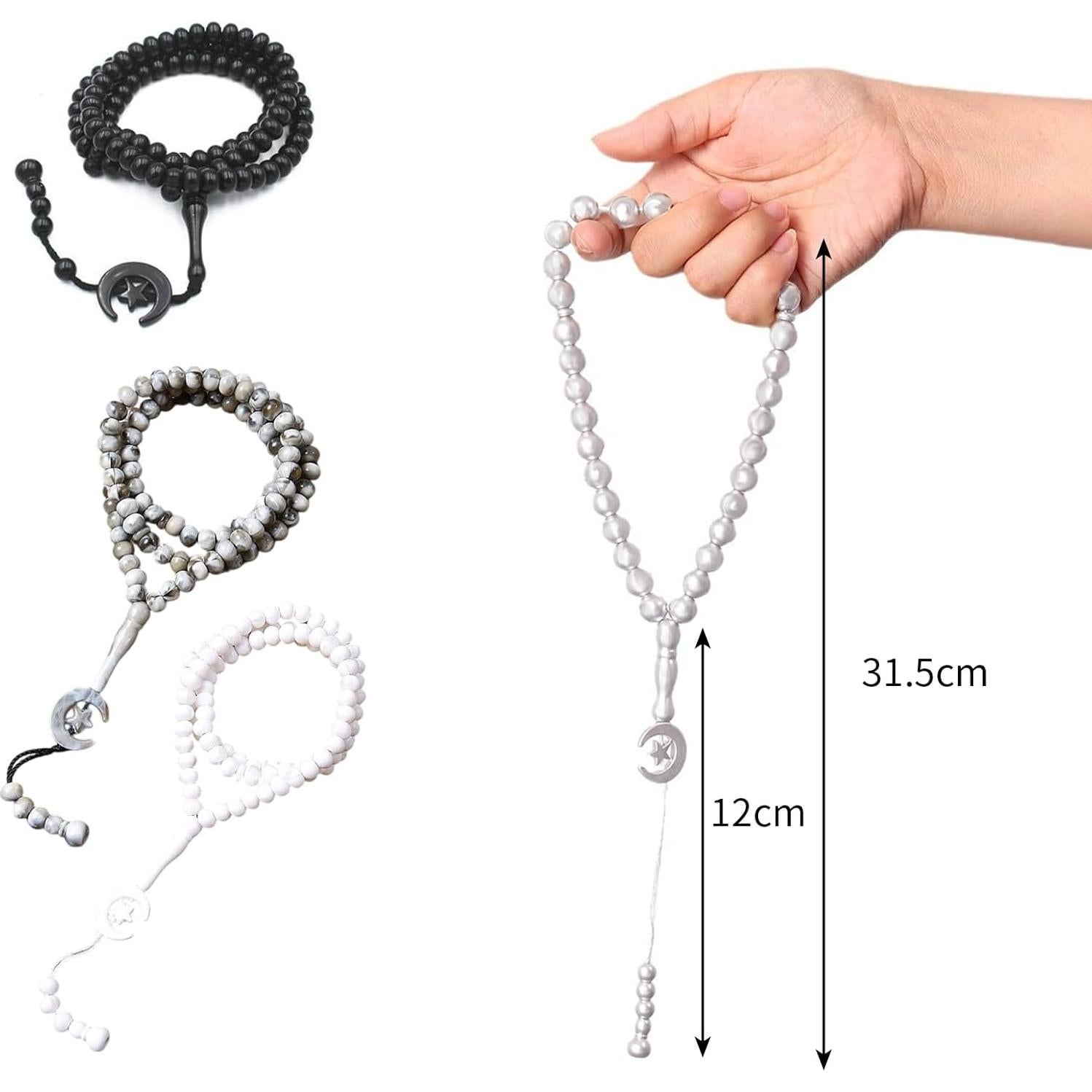 Set 6 Gorras Kufi para Hombres + Cuentas de Oración Tasbih