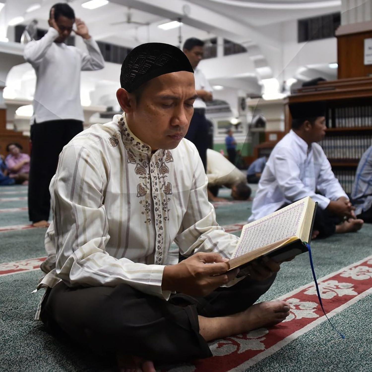 Set 6 Gorras Kufi para Hombres + Cuentas de Oración Tasbih