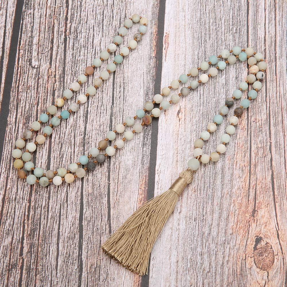 Collar Mala de Amazonita Natural 108 Cuentas 50cm Hecho a Mano