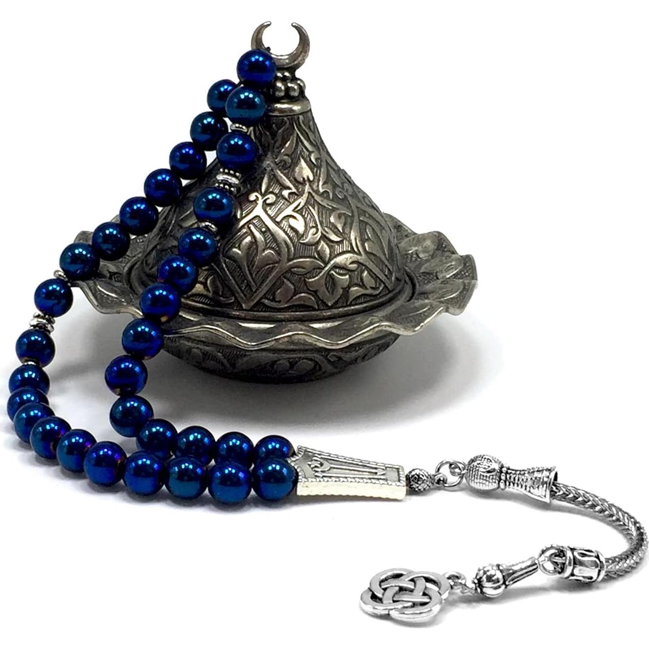 Cuentas de Oración Hematita Azul 8 mm - 33 Cuentas ALBATROSART