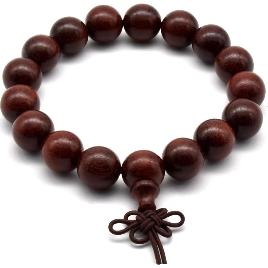 Pulsera Mala Budista Zen Dear Madera Roja 12mm 17 Bolas