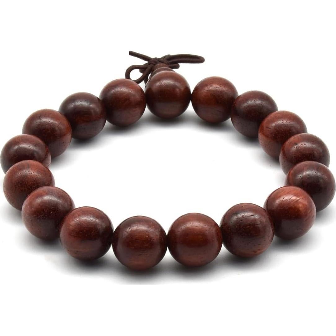Pulsera Mala Budista Zen Dear Madera Roja 12mm 17 Bolas