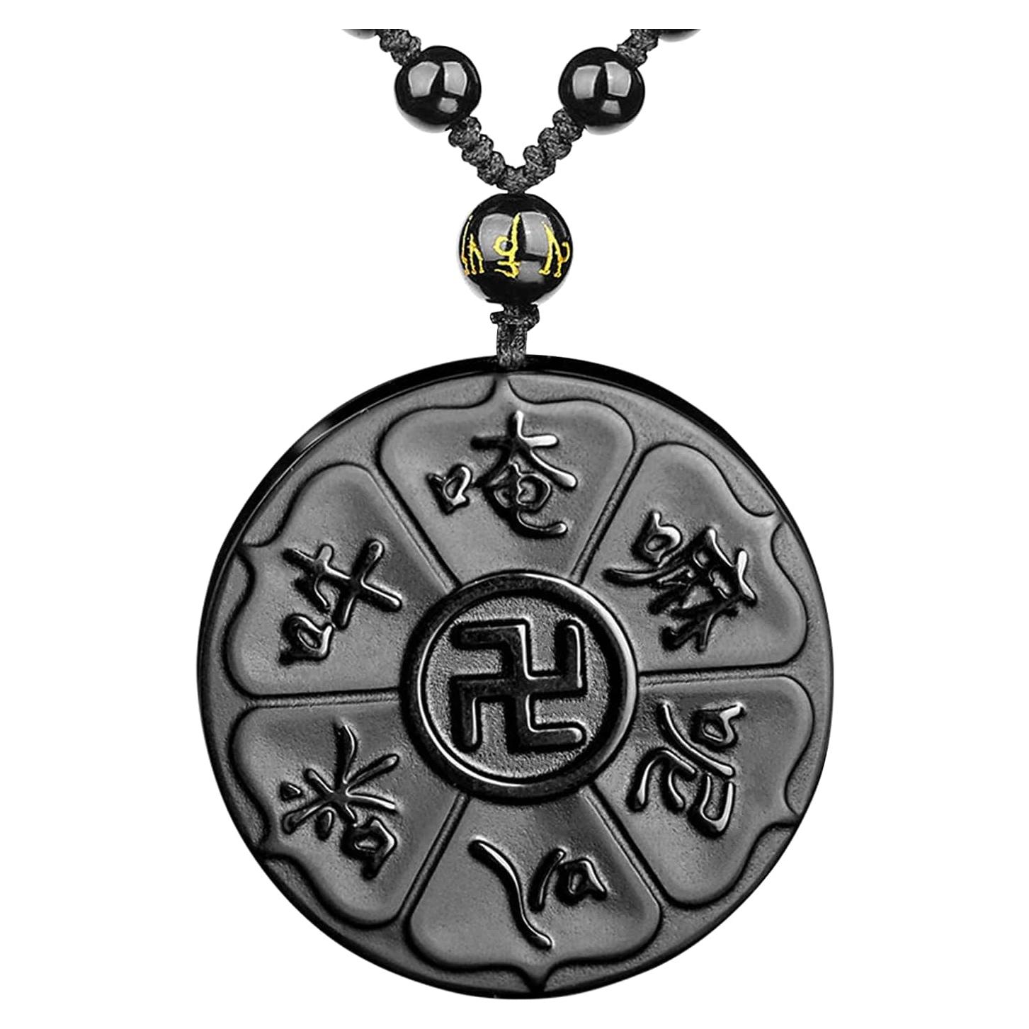 Collar de Obsidiana Negra Colgante Talisman Ajustable 50-68.6 cm