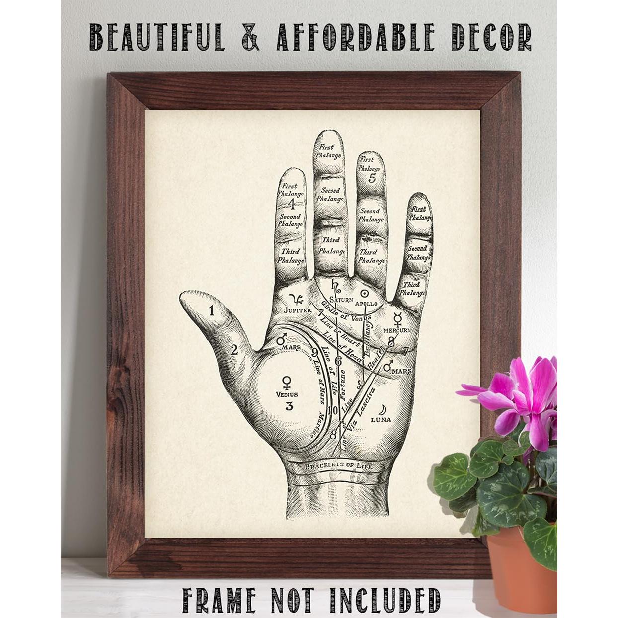 Arte de Pared Vintage Lectura de Palmas 28x36 cm Sin Marco