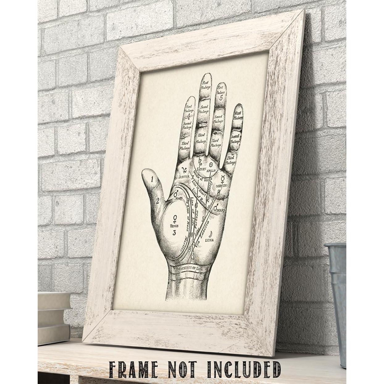 Arte de Pared Vintage Lectura de Palmas 28x36 cm Sin Marco