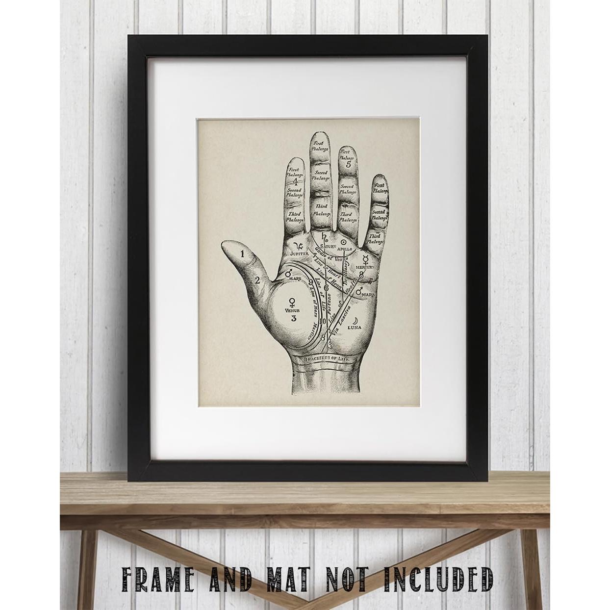 Arte de Pared Vintage Lectura de Palmas 28x36 cm Sin Marco