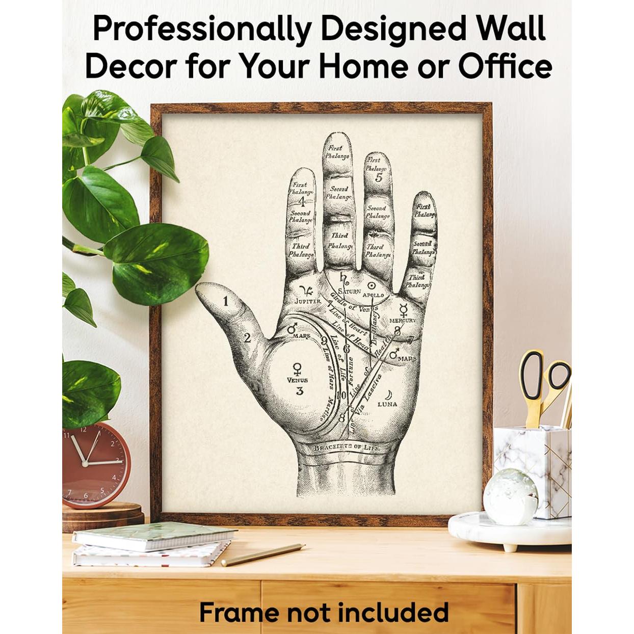 Arte de Pared Vintage Lectura de Palmas 28x36 cm Sin Marco