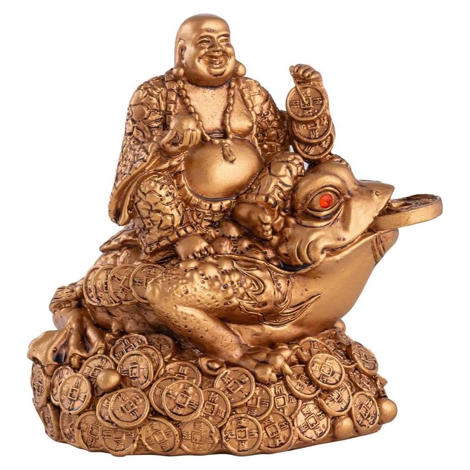Estatua Buda Risueño Feng Shui Wschic 11.9 cm Resina Marrón