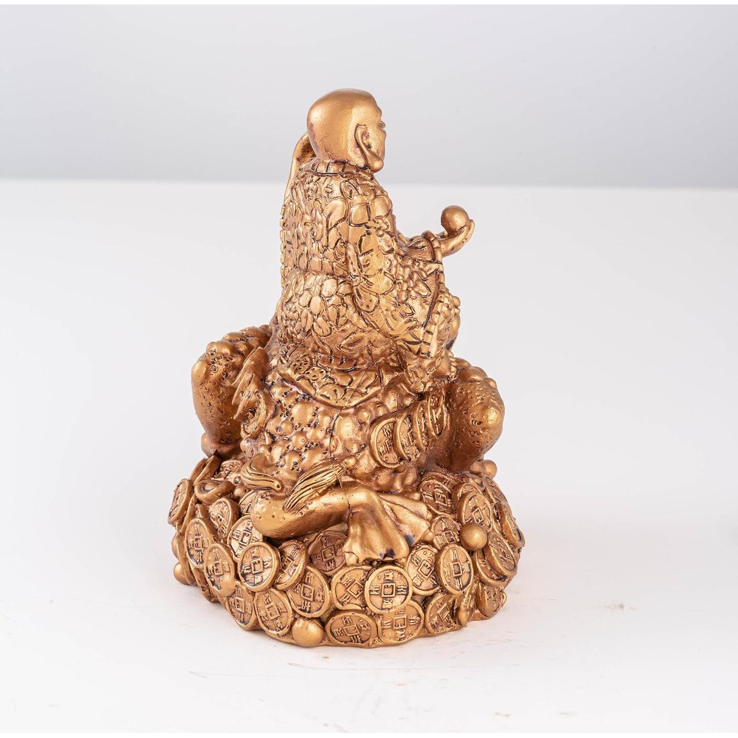 Estatua Buda Risueño Feng Shui Wschic 11.9 cm Resina Marrón
