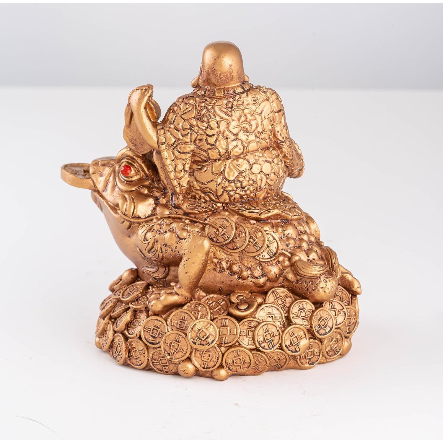 Estatua Buda Risueño Feng Shui Wschic 11.9 cm Resina Marrón