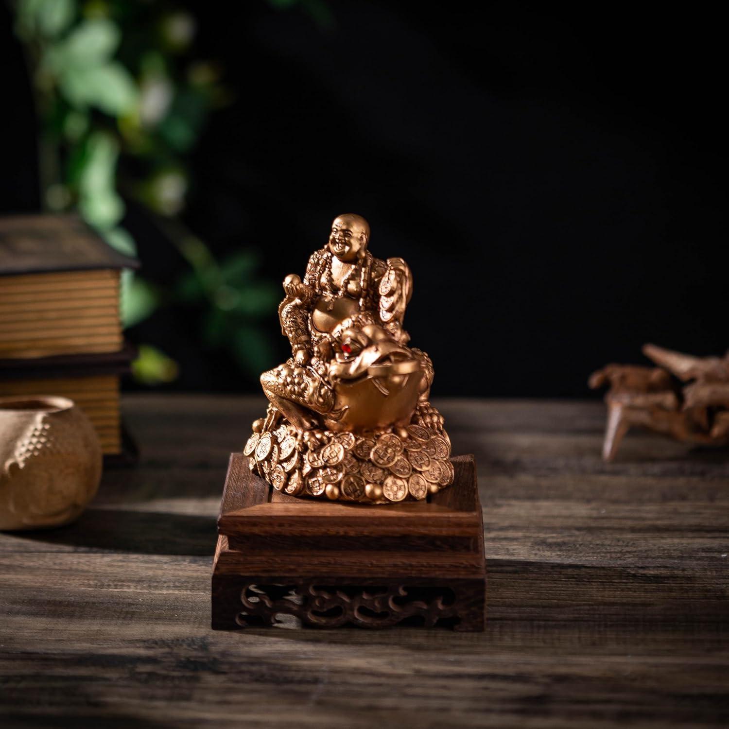 Estatua Buda Risueño Feng Shui Wschic 11.9 cm Resina Marrón