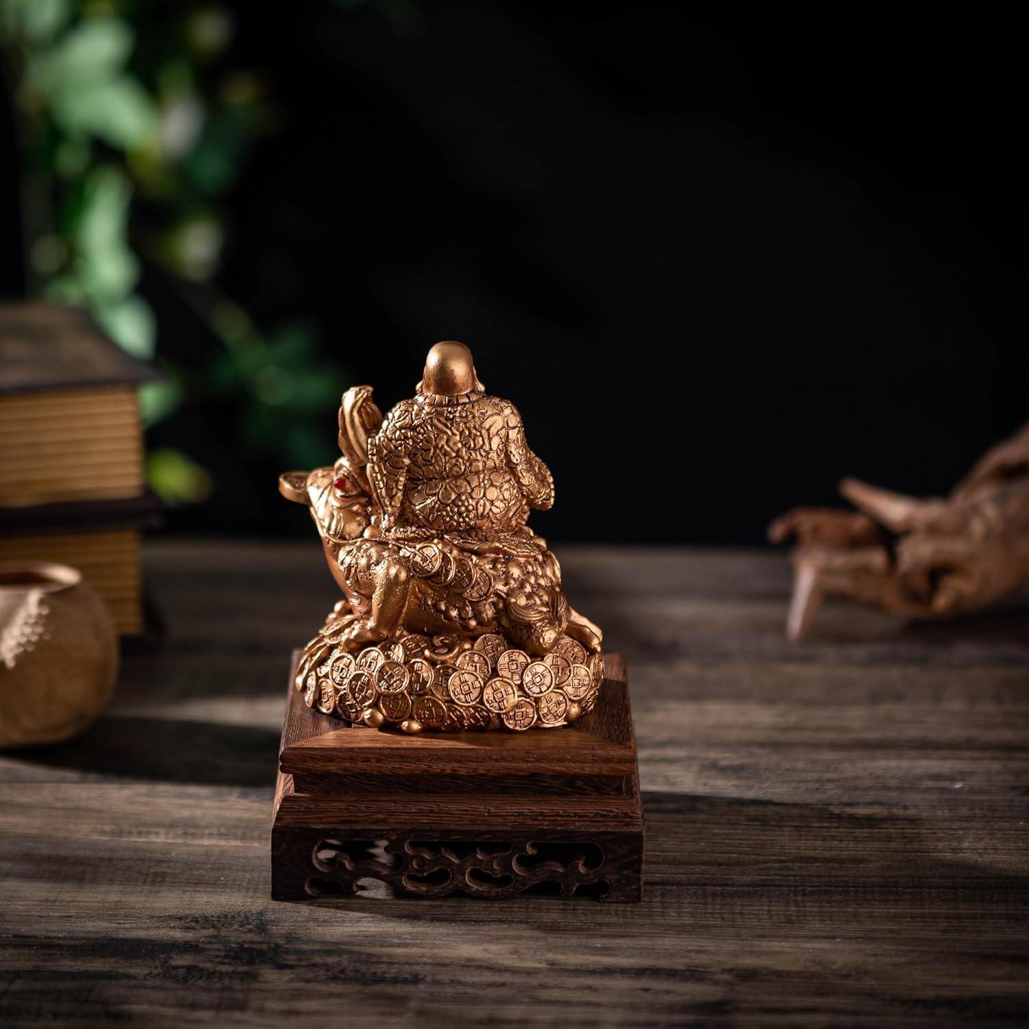 Estatua Buda Risueño Feng Shui Wschic 11.9 cm Resina Marrón