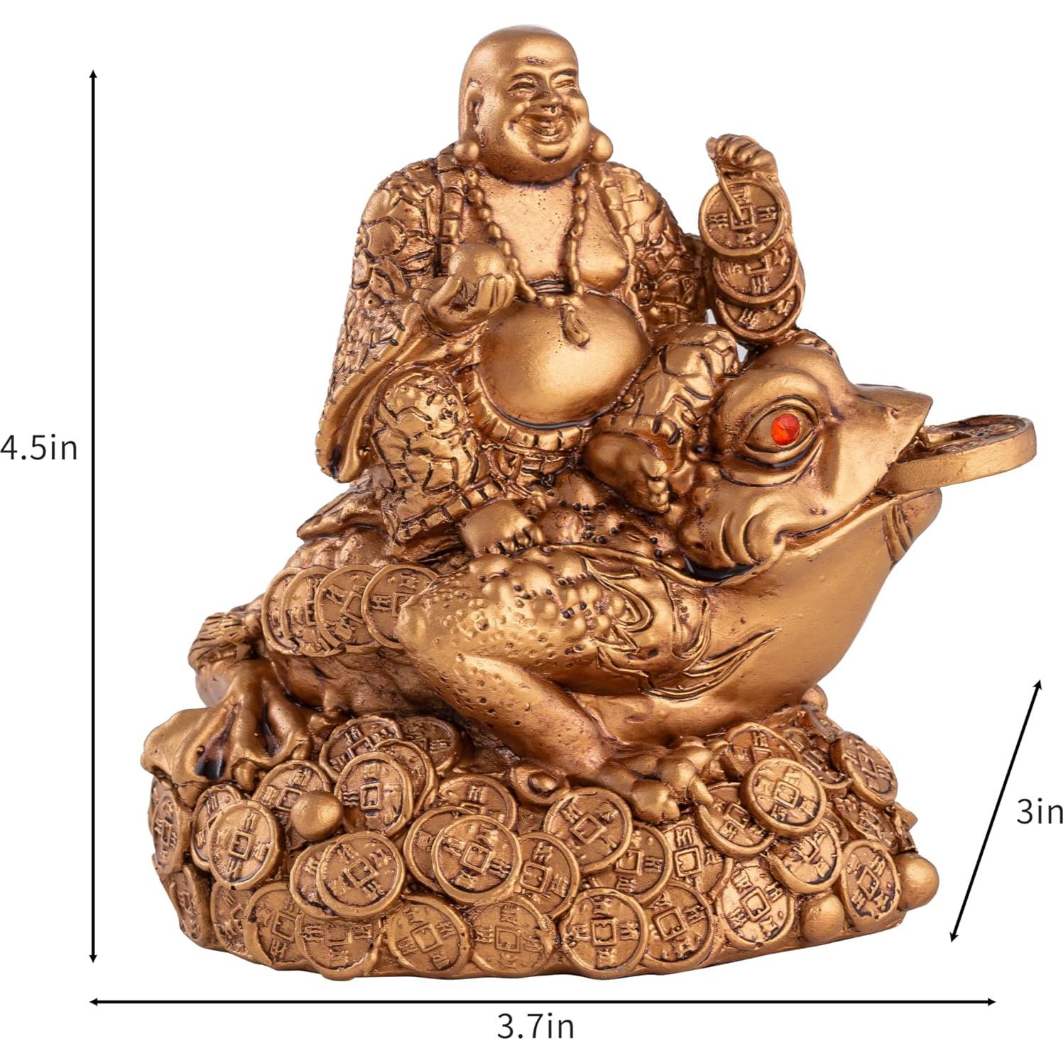 Estatua Buda Risueño Feng Shui Wschic 11.9 cm Resina Marrón