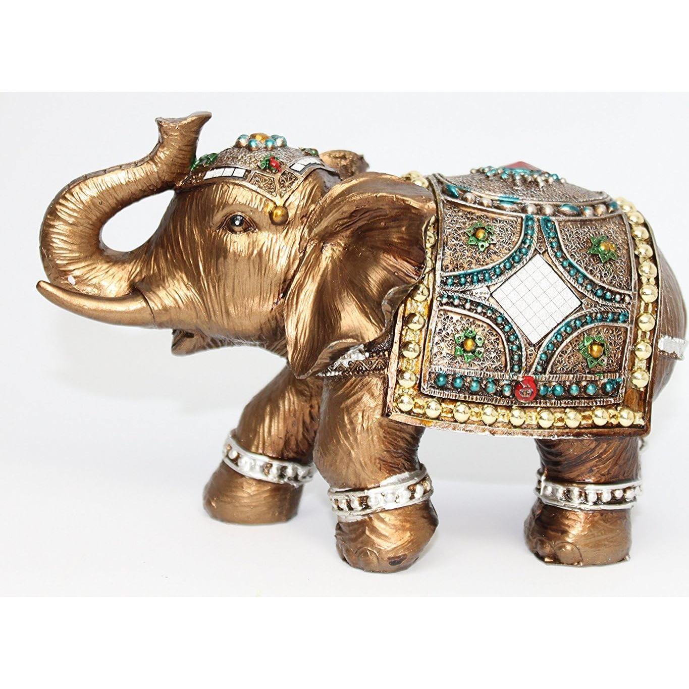 Estatua de Elefante Tailandés Bronce 18cm + Buda Mini Dorado