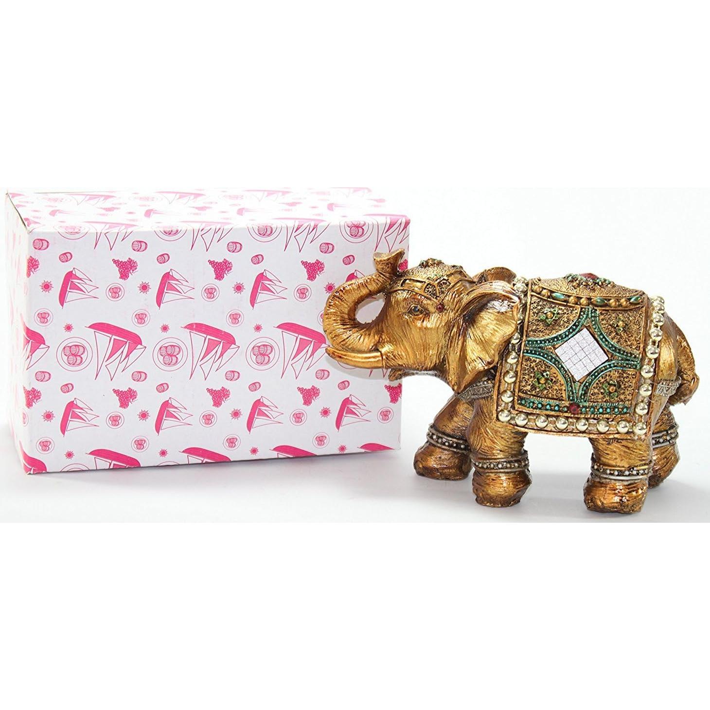 Estatua de Elefante Tailandés Bronce 18cm + Buda Mini Dorado