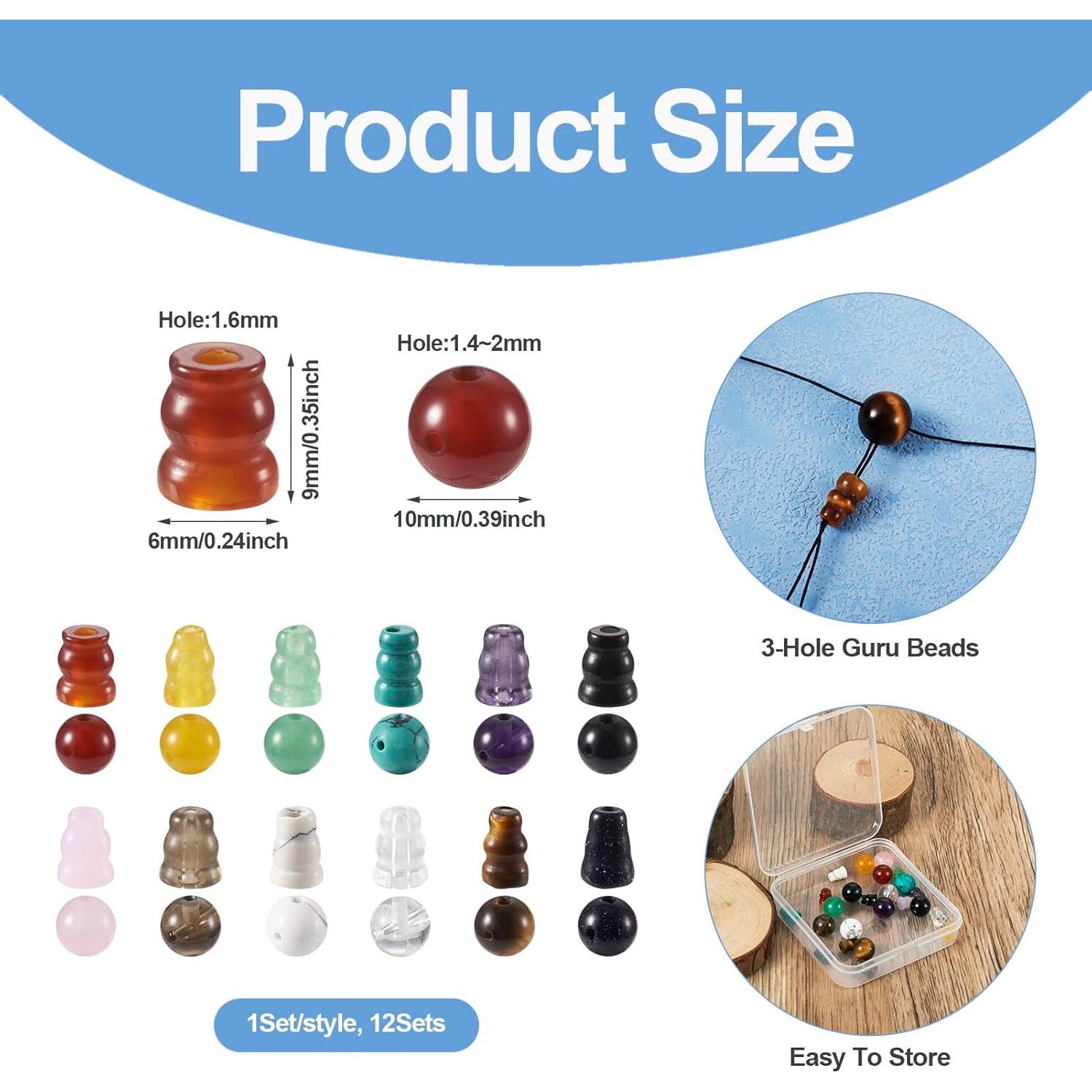 12 Conjuntos Perlas Guru de Gemas Naturales PH PandaHall 10mm