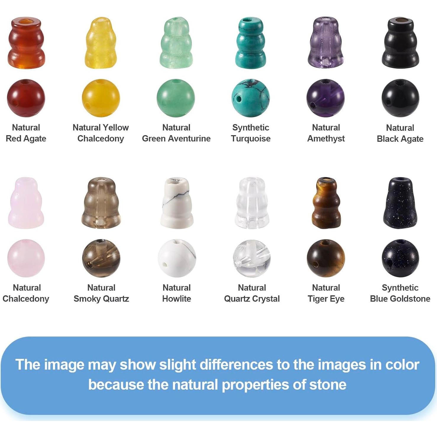 12 Conjuntos Perlas Guru de Gemas Naturales PH PandaHall 10mm