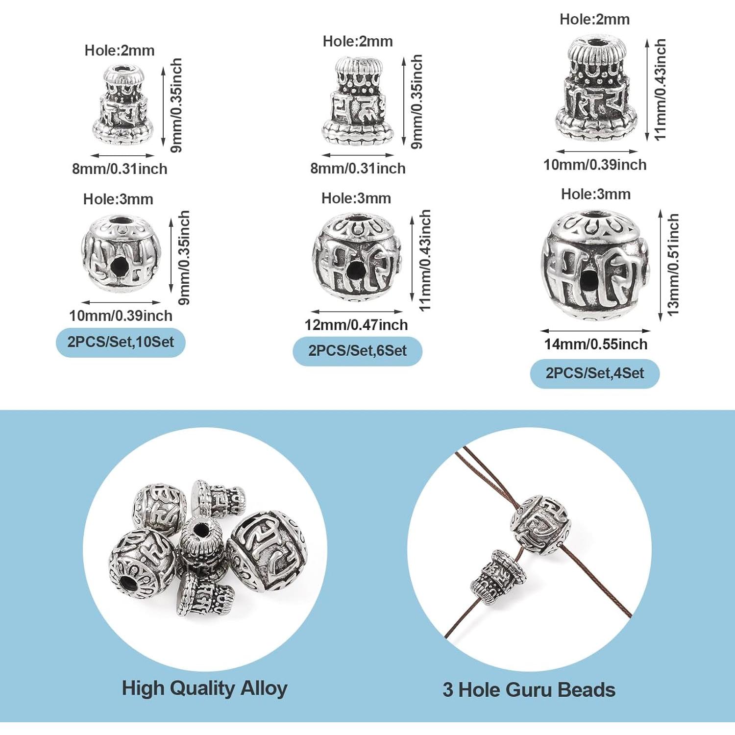 Cuentas de Guru de Plata Tibetana Craftdady 10-14mm para Joyas