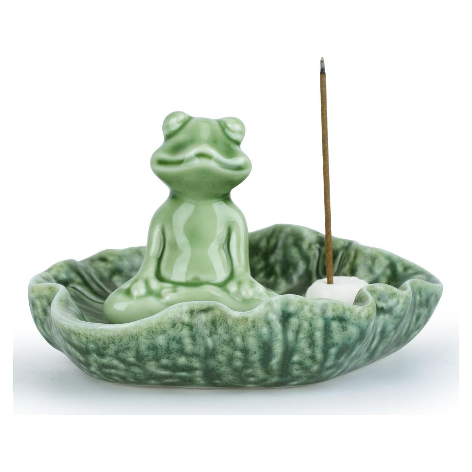 Soporte de Incienso E-ROOM TREND Rana Cerámica Verde 11.43 cm