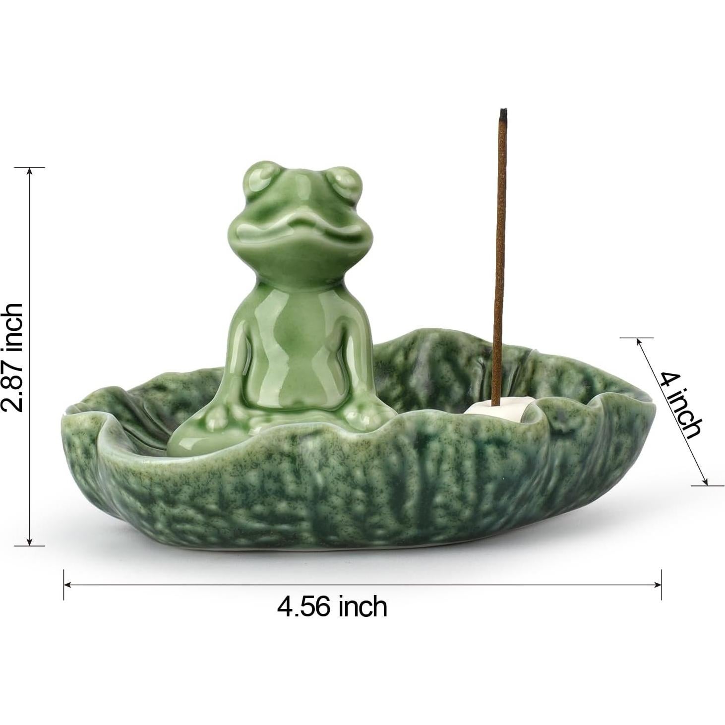 Soporte de Incienso E-ROOM TREND Rana Cerámica Verde 11.43 cm