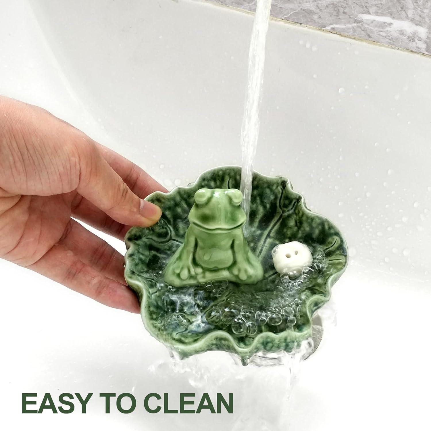 Soporte de Incienso E-ROOM TREND Rana Cerámica Verde 11.43 cm