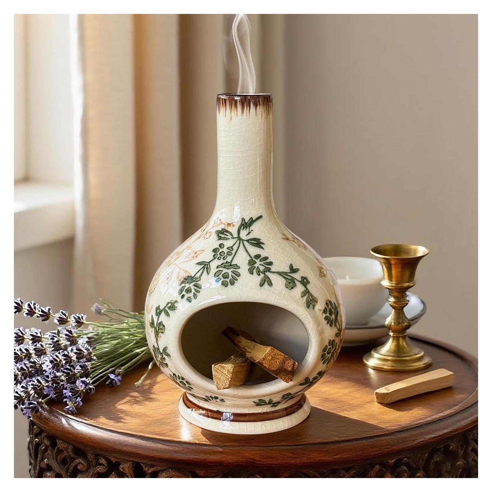 Soporte de Incienso Cerámica RGBDOT Chimenea Verde Beige