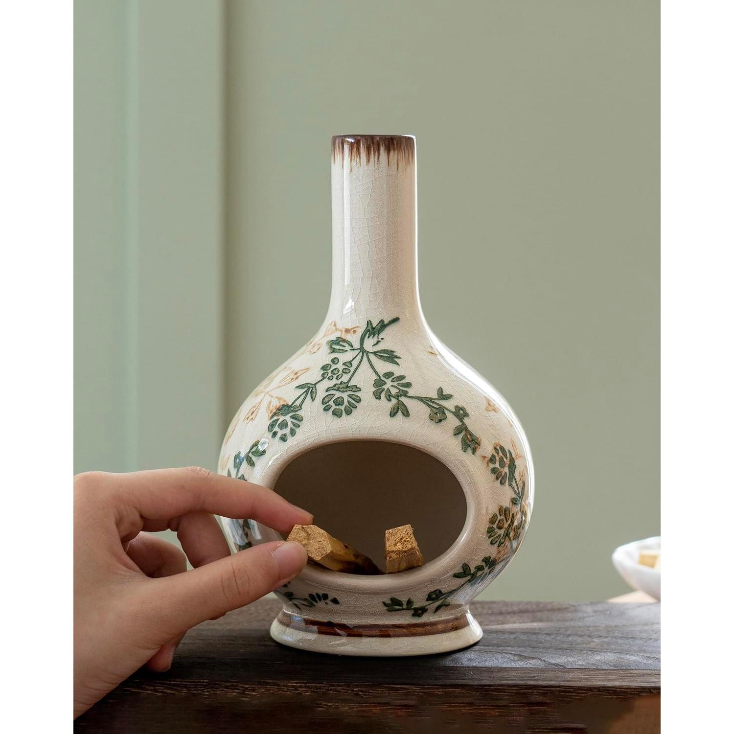 Soporte de Incienso Cerámica RGBDOT Chimenea Verde Beige