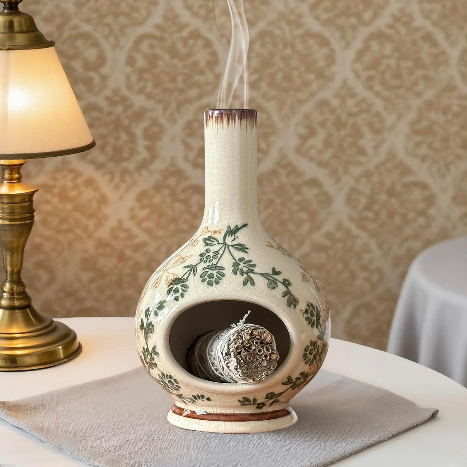 Soporte de Incienso Cerámica RGBDOT Chimenea Verde Beige