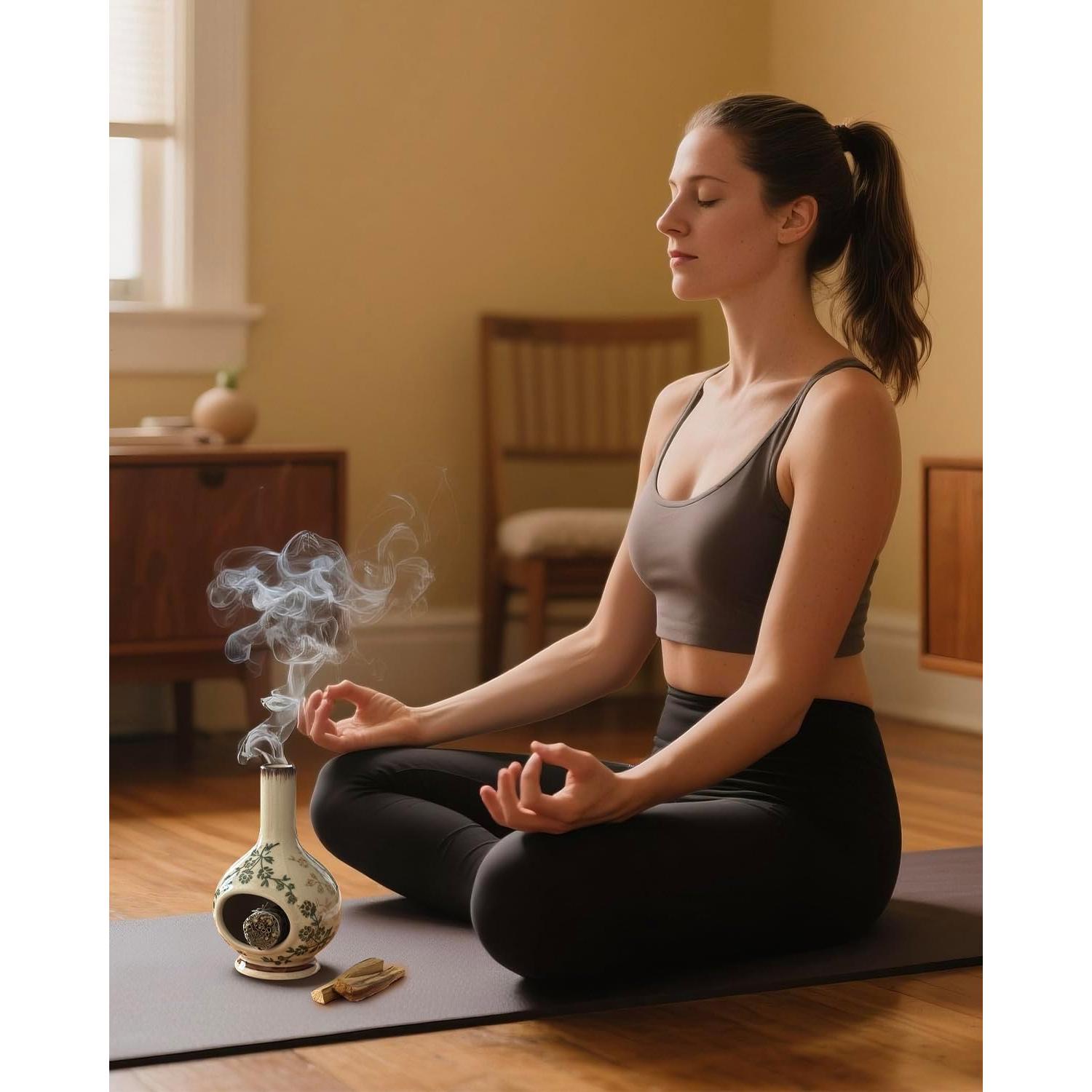 Soporte de Incienso Cerámica RGBDOT Chimenea Verde Beige