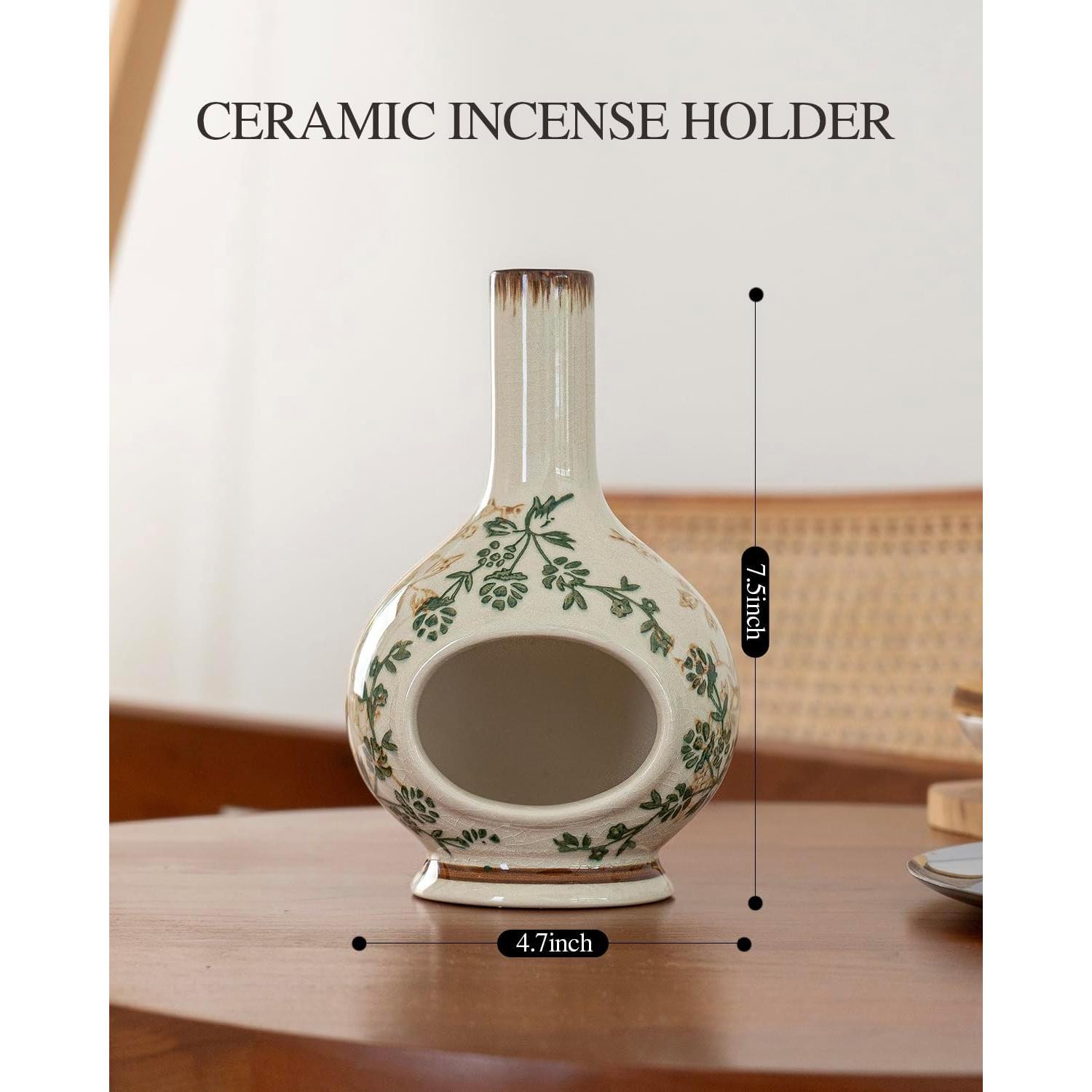 Soporte de Incienso Cerámica RGBDOT Chimenea Verde Beige