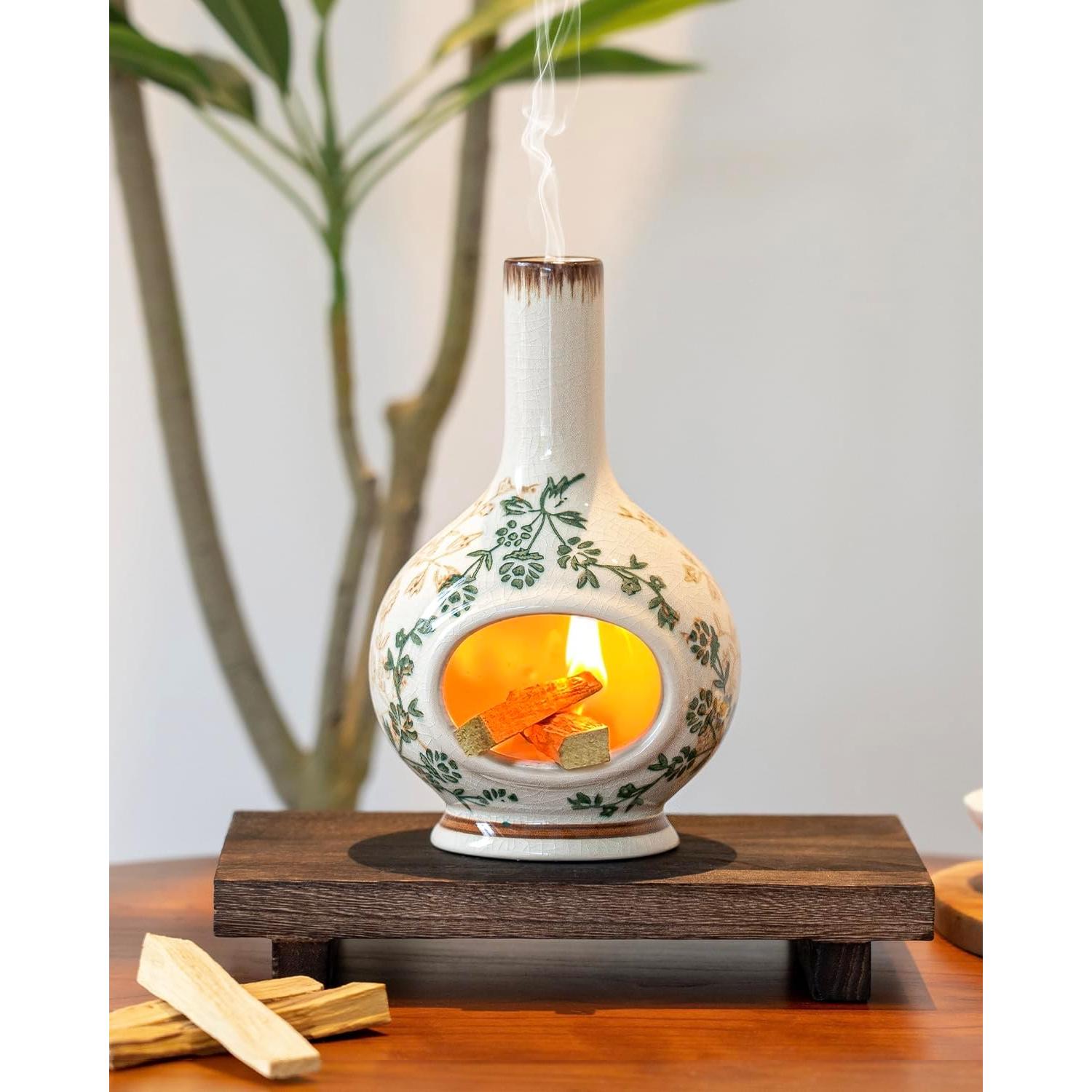 Soporte de Incienso Cerámica RGBDOT Chimenea Verde Beige