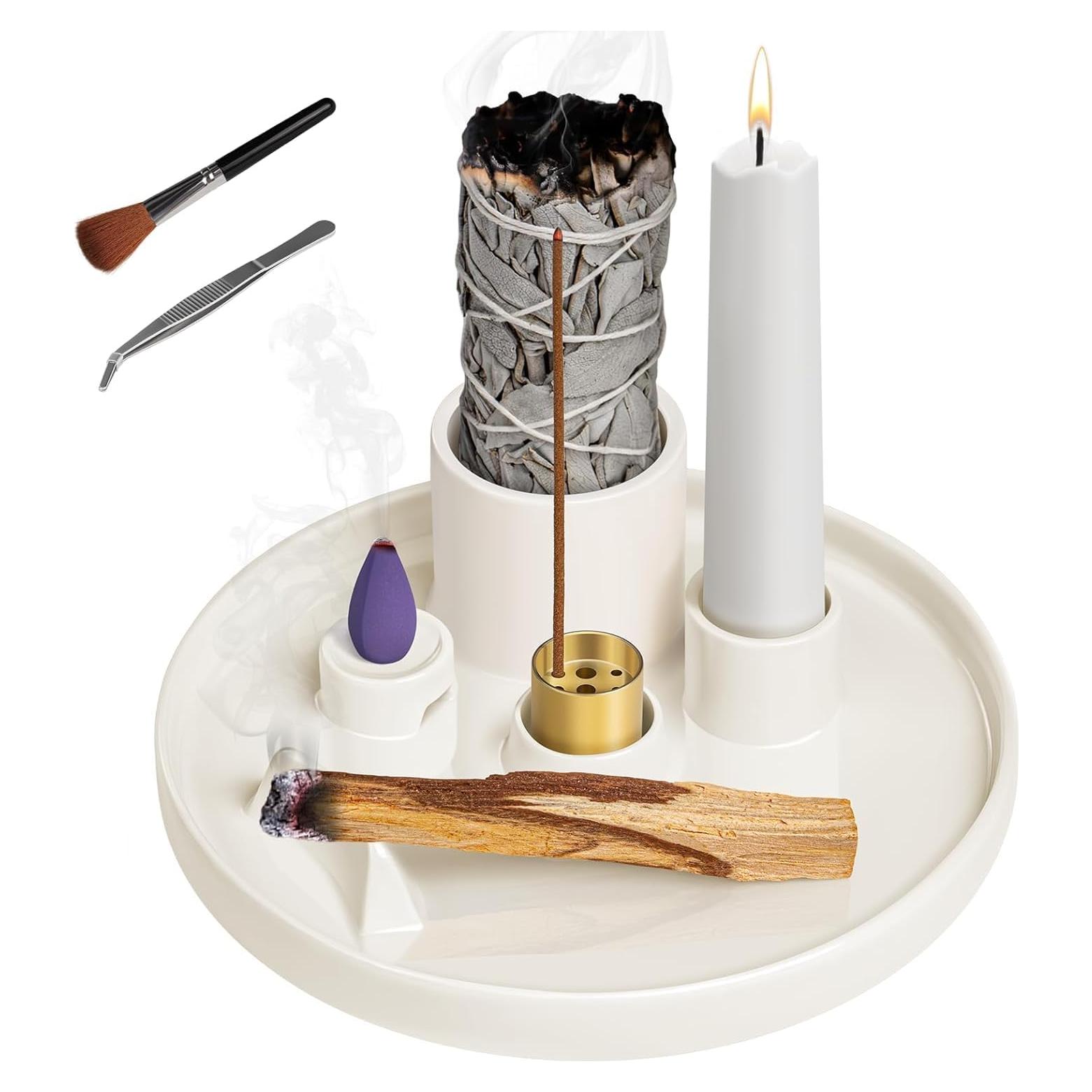 Quemador de Incienso Cerámico WhiteRhino 6 en 1 para Meditación