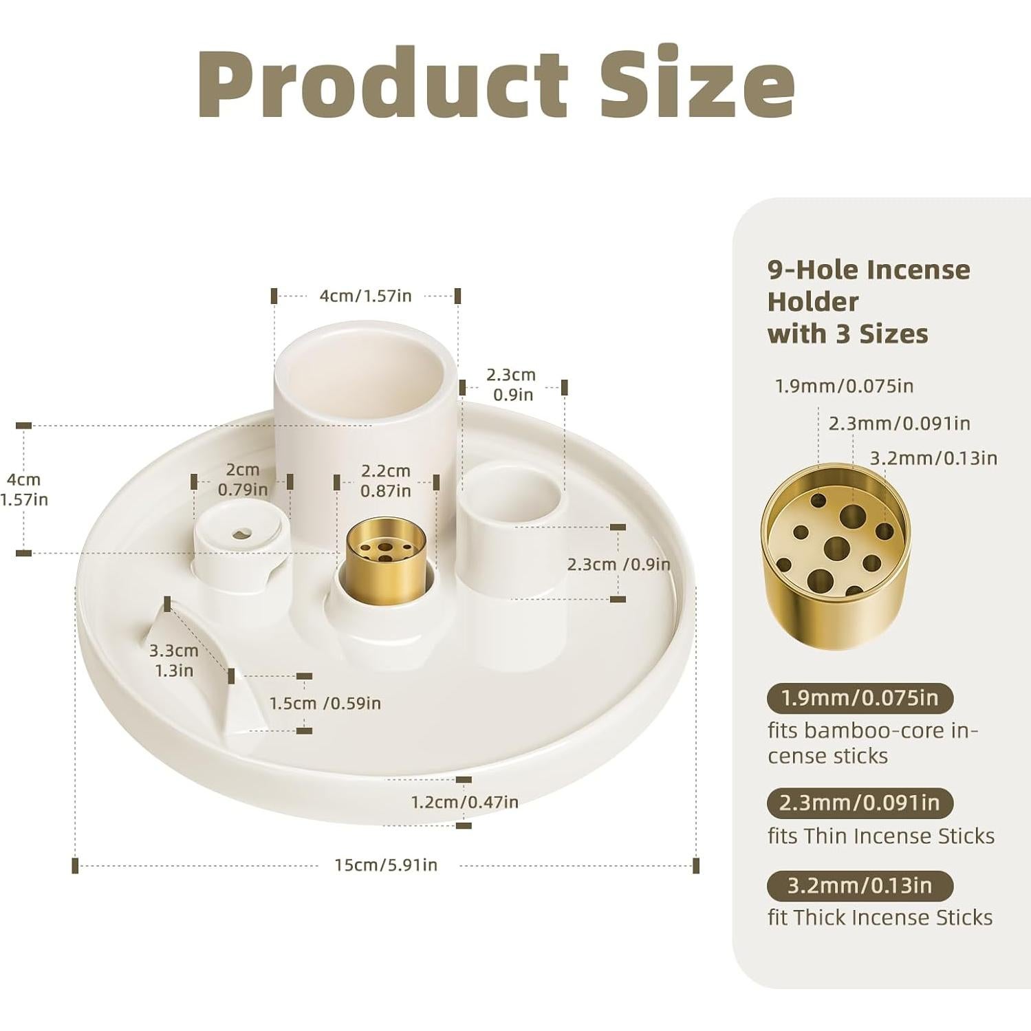 Quemador de Incienso Cerámico WhiteRhino 6 en 1 para Meditación