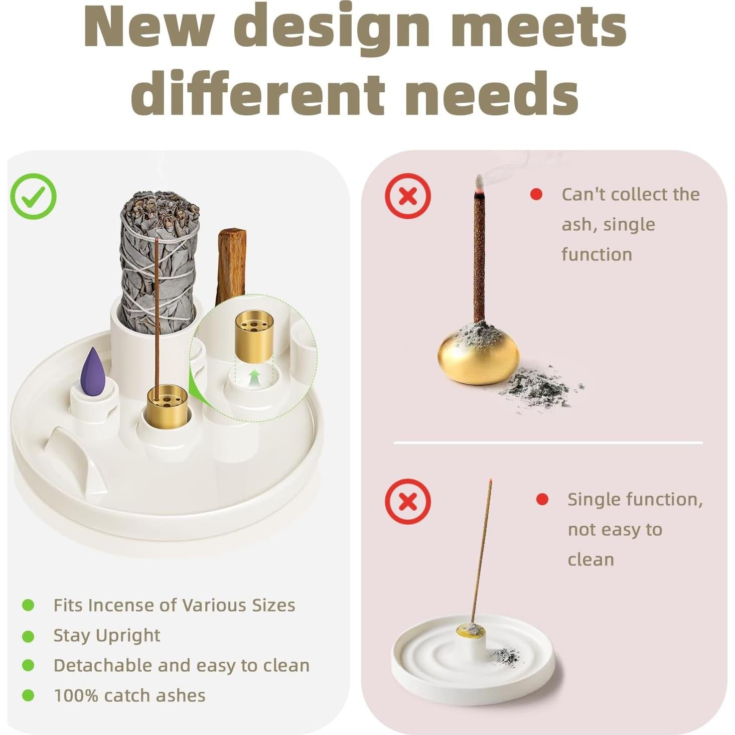 Quemador de Incienso Cerámico WhiteRhino 6 en 1 para Meditación